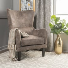 Light Brown High Back Fabric Armchair
